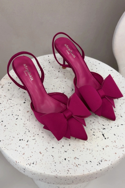 Heels with Open Heels and Bow Fuchsia Eklevia