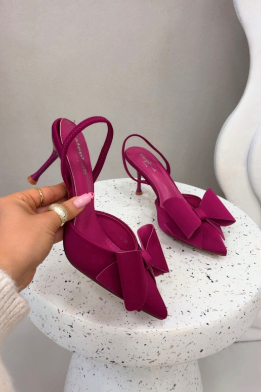 Heels with Open Heels and Bow Fuchsia Eklevia