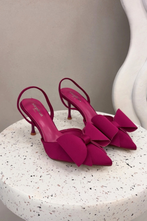 Heels with Open Heels and Bow Fuchsia Eklevia