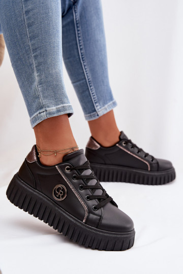 Women's Platform Sneakers With Decorative Detail Black Iselora
