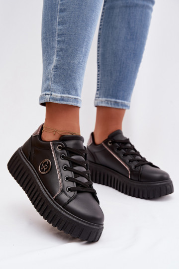 Women's Platform Sneakers With Decorative Detail Black Iselora 2