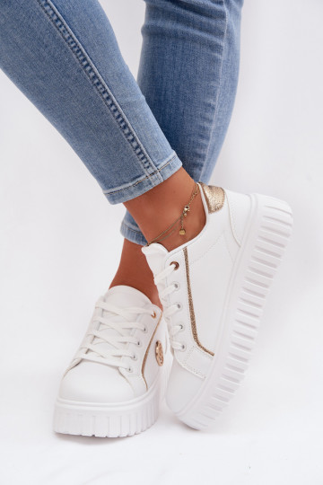 Women's Platform Sneakers With Decorative Detail White Iselora