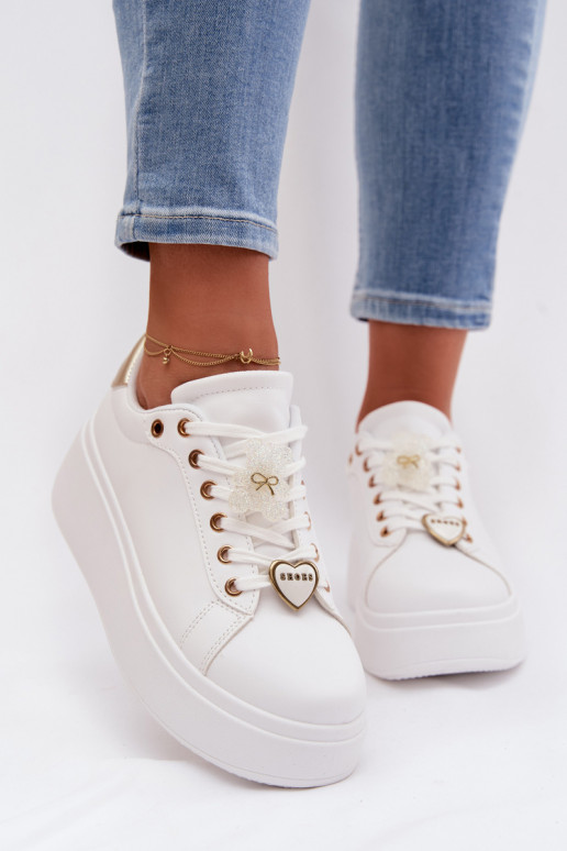 Women's Platform Sneakers With Pins Bear Heart Selorissa