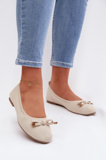 Beige Balerinas with Bow Amelivra 2