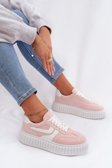 Women's Platform Sneakers With Eco Suede Pink Cadrina
