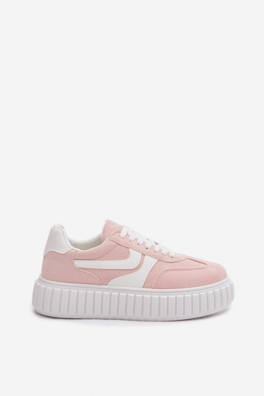 Women's Platform Sneakers With Eco Suede Pink Cadrina