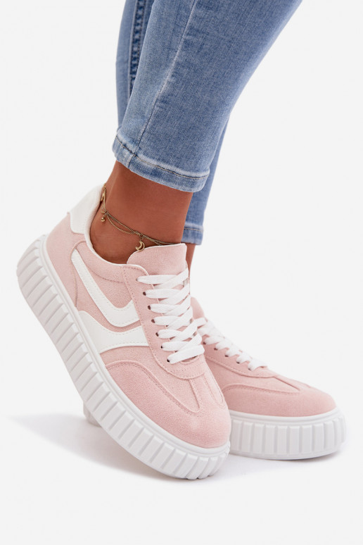 Women's Platform Sneakers With Eco Suede Pink Cadrina