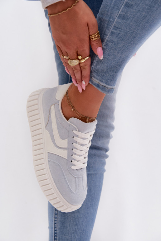 Women's Platform Sneakers With Eco Suede Blue Cadrina