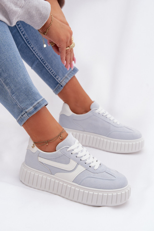 Women's Platform Sneakers With Eco Suede Blue Cadrina