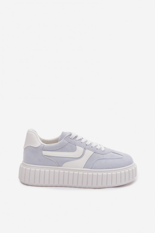 Women's Platform Sneakers With Eco Suede Blue Cadrina