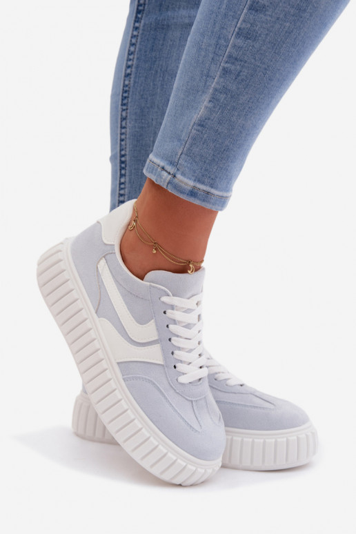Women's Platform Sneakers With Eco Suede Blue Cadrina