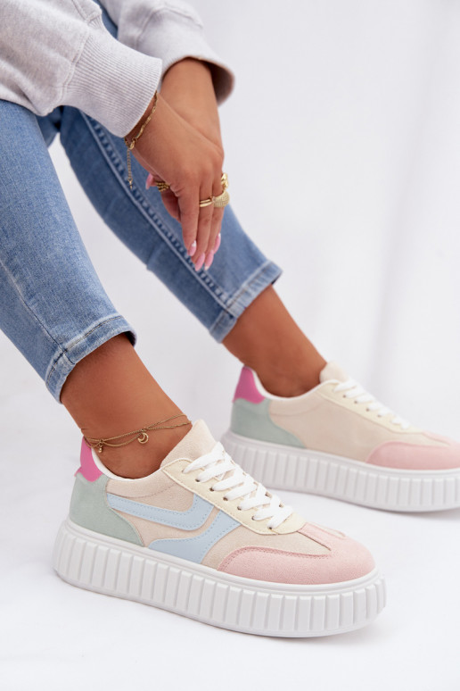 Women's Platform Sneakers With Eco Suede Multicolor Cadrina