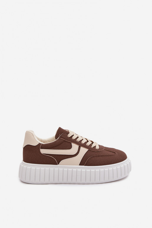 Women's Platform Sneakers with Eco Suede Brown Cadrina