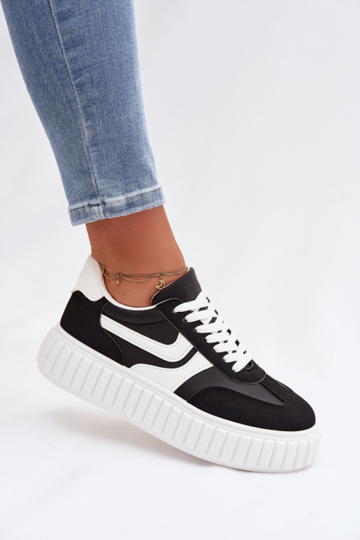 Women's Platform Sneakers With Eco Suede Black Cadrina