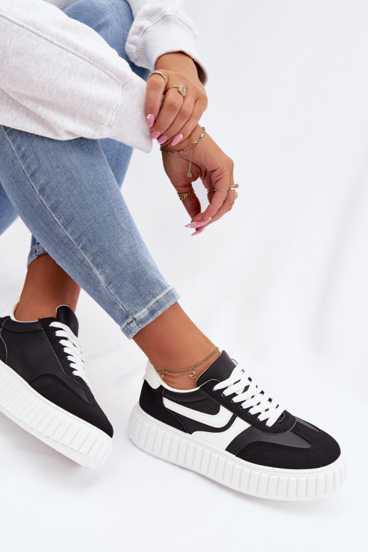 Women's Platform Sneakers With Eco Suede Black Cadrina