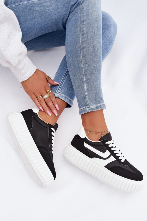 Women's Platform Sneakers With Eco Suede Black Cadrina