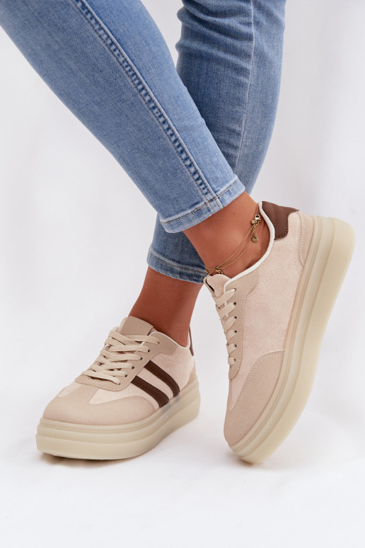 Women's Platform Sneakers Beige Galleria