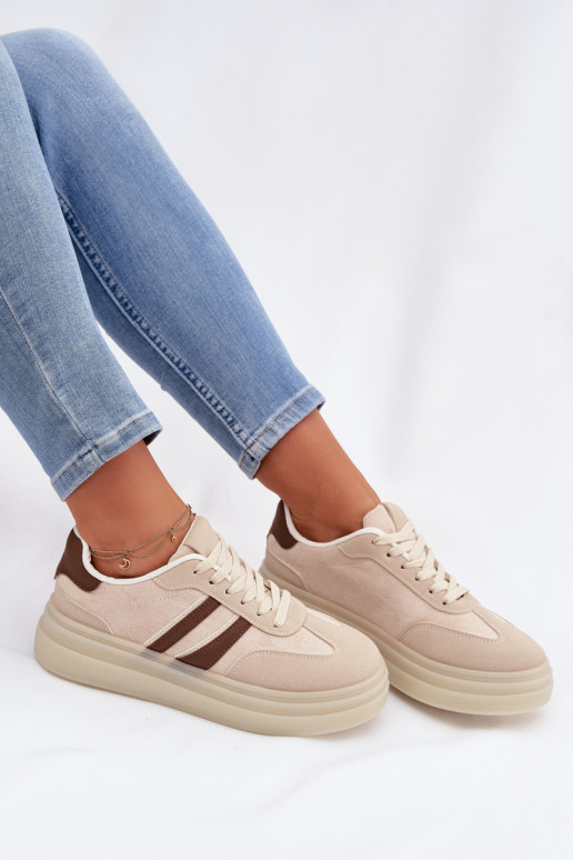 Women's Platform Sneakers Beige Galleria