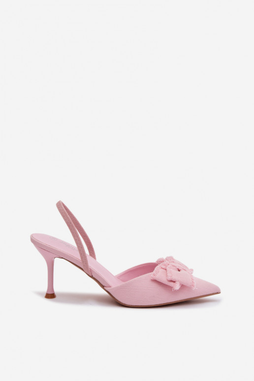 Women's High Heel Sandals With Bow Pink Hestia