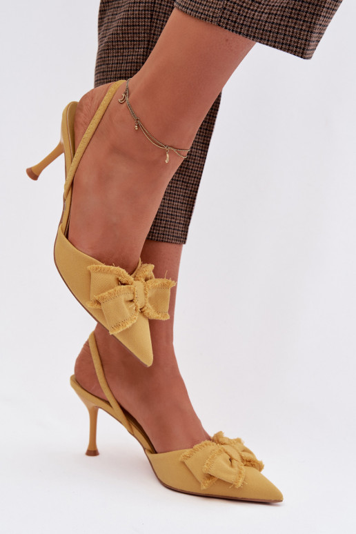 Women's High Heel Sandals with Bow Yellow Hestia