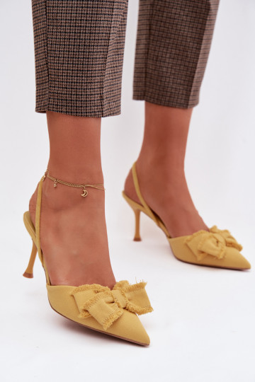 Women's High Heel Sandals with Bow Yellow Hestia 2