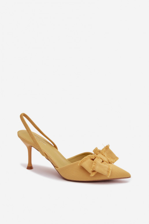 Women's High Heel Sandals with Bow Yellow Hestia