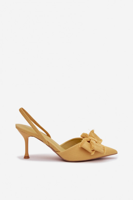 Women's High Heel Sandals with Bow Yellow Hestia