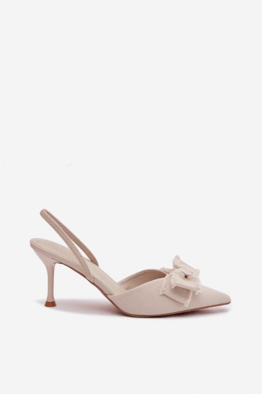 Women's High Heel Sandals With Bow Light Beige Hestia