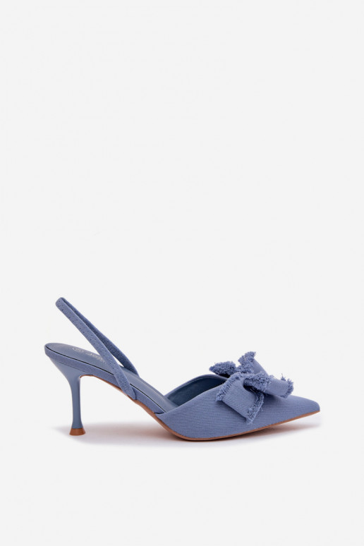 Women's High Heel Sandals With Bow Blue Hestia