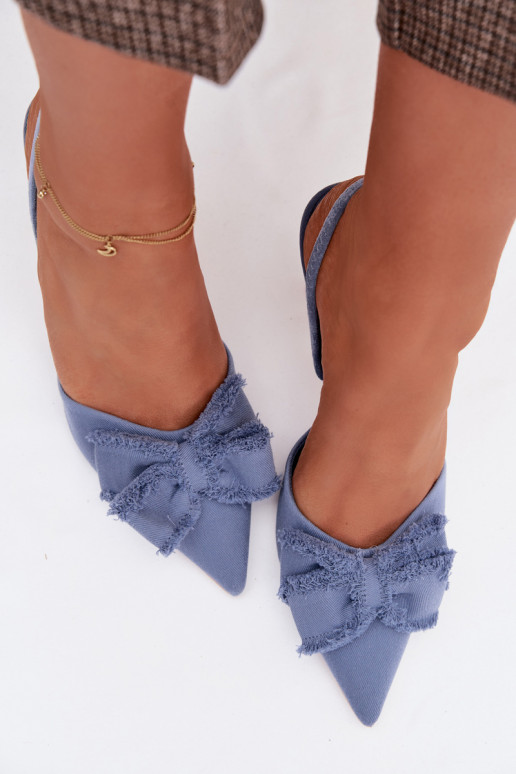 Women's High Heel Sandals With Bow Blue Hestia