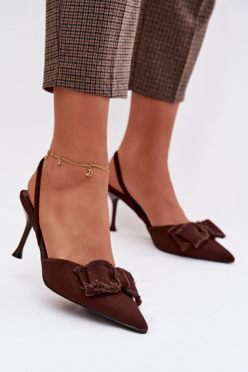 Women's High Heel Sandals With Bow Chocolate Hestia 2