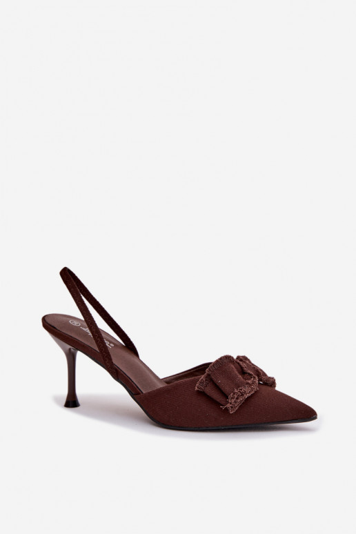 Women's High Heel Sandals With Bow Chocolate Hestia