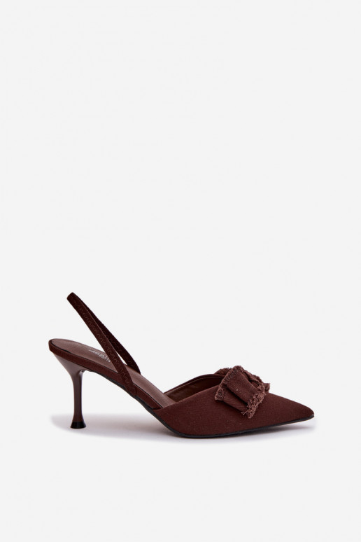 Women's High Heel Sandals With Bow Chocolate Hestia