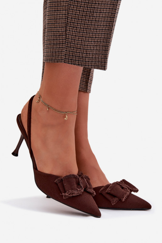 Women's High Heel Sandals With Bow Chocolate Hestia