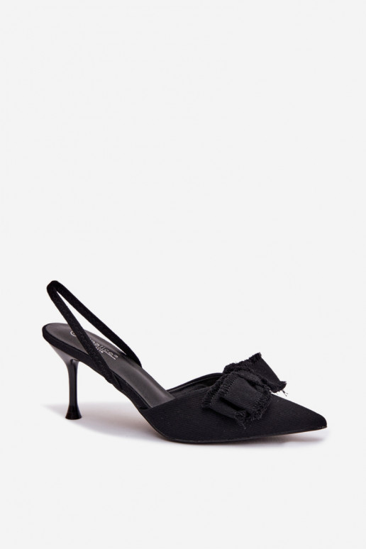 Women's High Heel Sandals With Bow Black Hestia