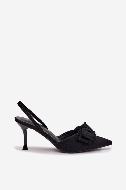 Women's High Heel Sandals With Bow Black Hestia