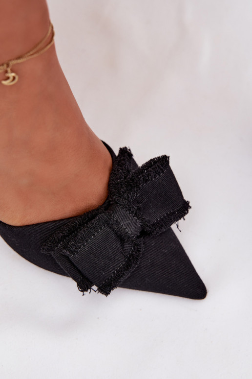 Women's High Heel Sandals With Bow Black Hestia