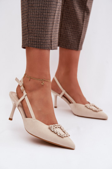 Women's High Heel Sandals With Decoration Light Beige Ismeria 2