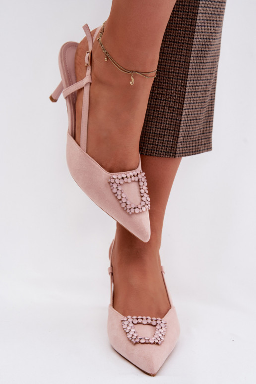 Women's High Heel Sandals with Embellishment Pink Ismeria