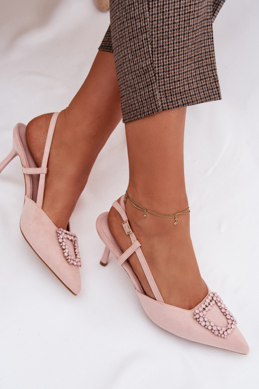 Women's High Heel Sandals with Embellishment Pink Ismeria