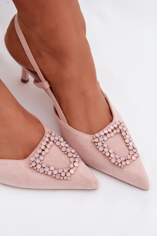 Women's High Heel Sandals with Embellishment Pink Ismeria