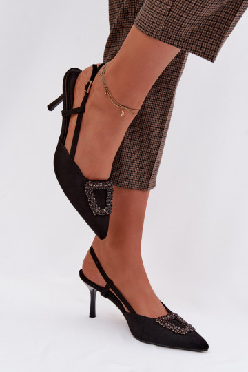 Women's High Heel Sandals With Decoration Black Ismeria