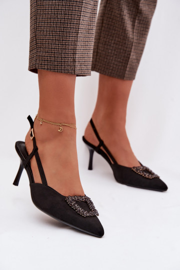 Women's High Heel Sandals With Decoration Black Ismeria 2