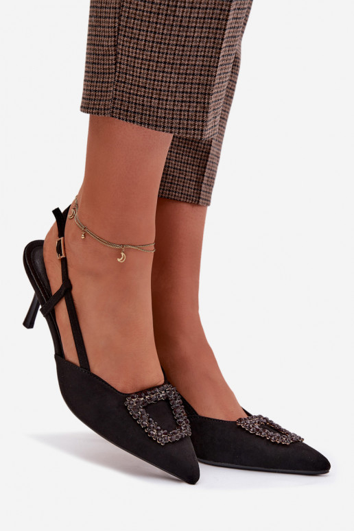 Women's High Heel Sandals With Decoration Black Ismeria
