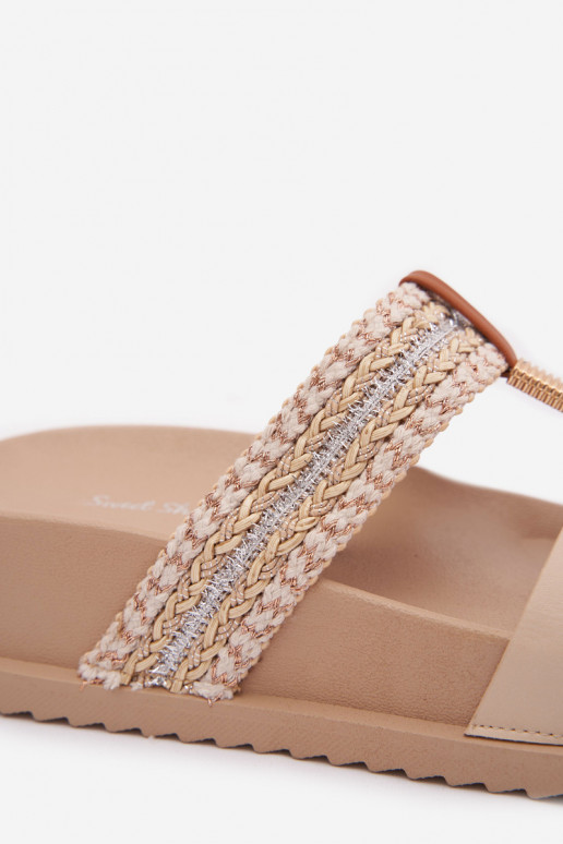 Women's Platform Sandals With Straps And Gold Detail Beige Tahlia