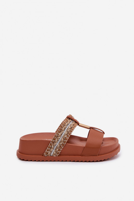 Women's Platform Sandals With Straps And Gold Details Camel Tahlia