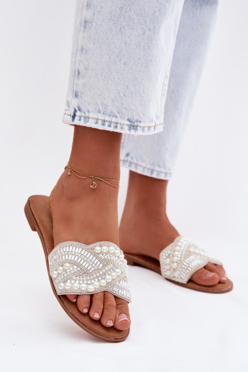 Embellished Silver Flat Dovima Slides 2