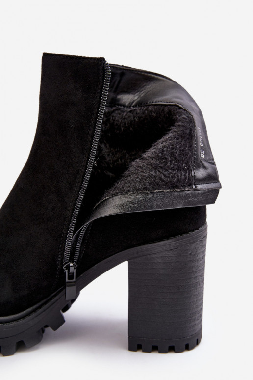 Women's Suede Ankle Boots With Ornament Black Menoria