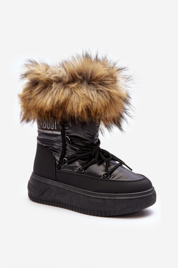 Women's Snow Boots With Fur On Platform Black Nabilla 2