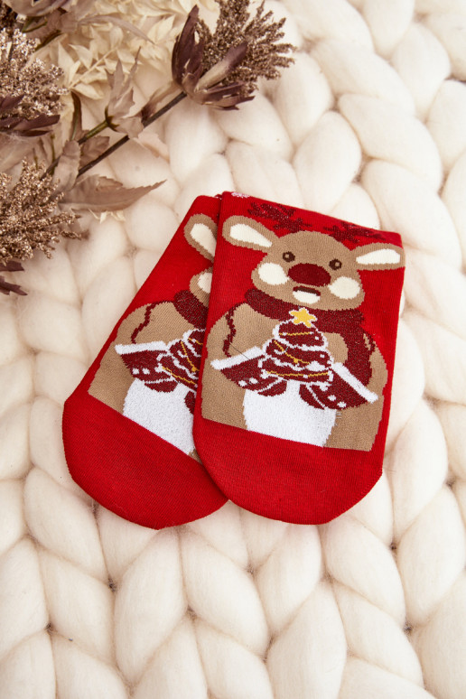 Women's Christmas Socks with Reindeer Red